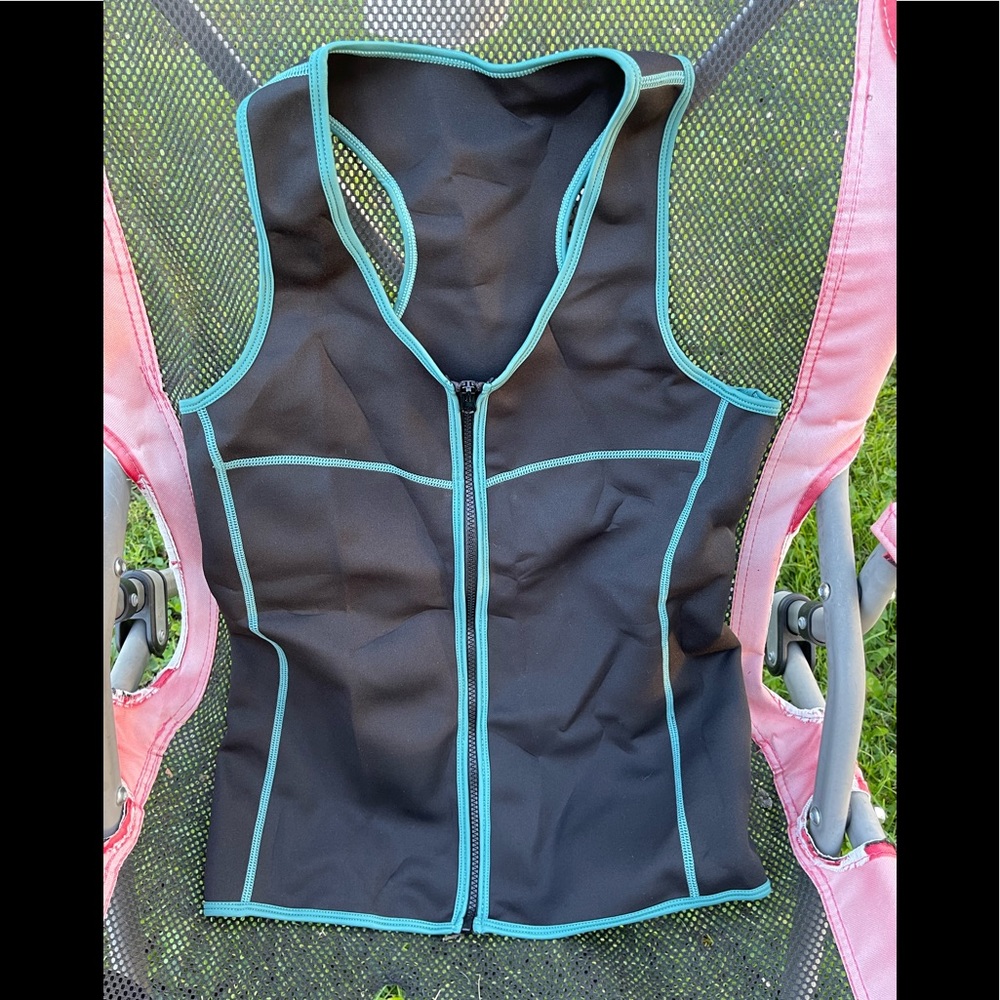 Crane Brand Sauna Vest Black With Teal Stitching - Picture 2 of 8